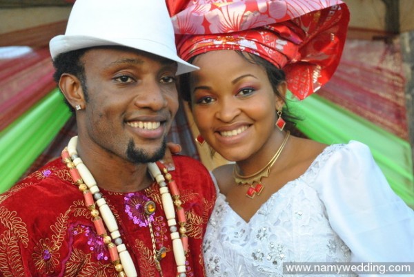 Altering the truth: KCEE and estranged wife Ijeoma photographed at their traditional wedding in Anambra State, 2010. Four years later, the Pop singer says this woman is his elder sister. Photo: namywedding.com KCEE and estranged wife Ijeoma at their traditional wedding in Anambra State, 2010