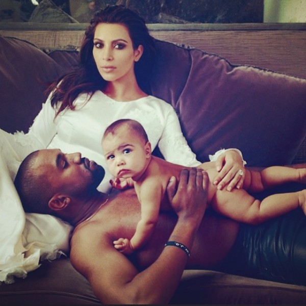 Kim Kardashian, Kanye West and child North West