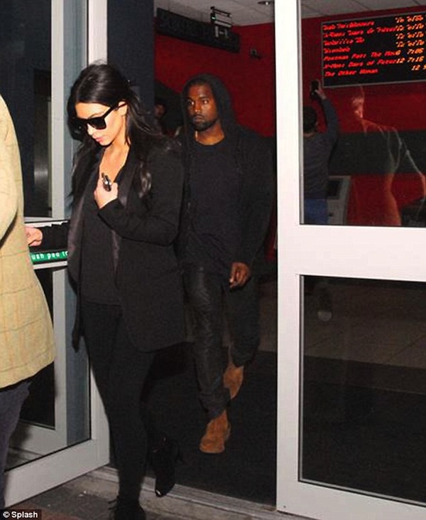 Kim Kardashian and husband Kanye West spotted leaving the ICM cinema in Tullamore, Ireland, on Wednesday night.