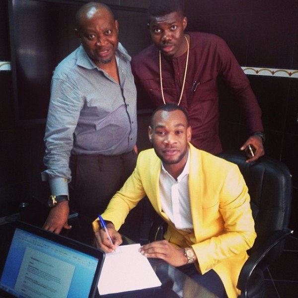 MTN ambassadors sign contracts - D'Prince, Tega, Paul Okoye
