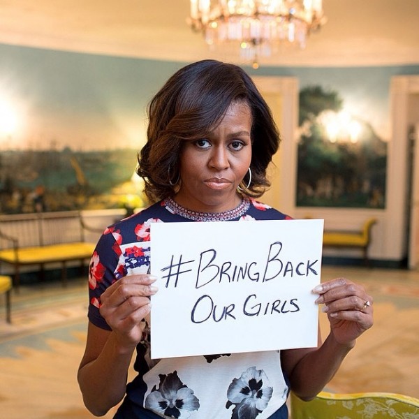 Saddened by the situation in Nigeria: Michelle Obama posted the photo of her support in #BringBackOurGirls campaign. Photo: Instagram Michelle Obama