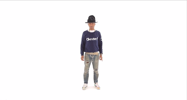 Pharrell WIlliams in 'Happy' video, Japanese version. Photo: Youtube.
