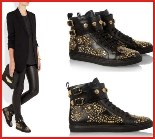 Versace Studded leather high-top sneakers