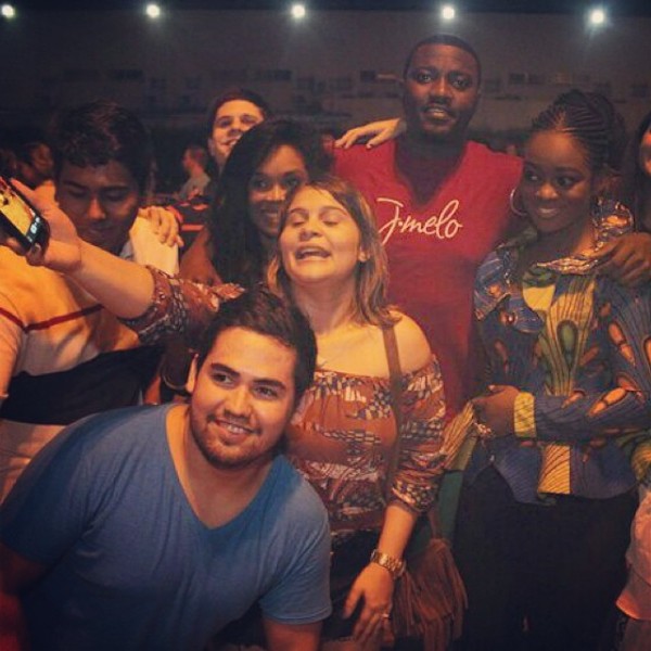 John Dumelo and Jackie Appiah during th match in Brazil