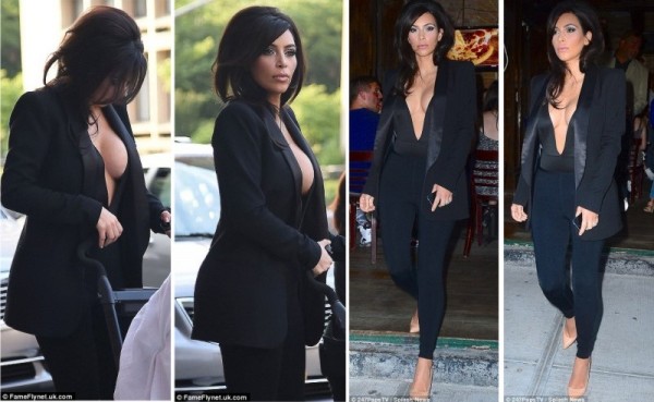 Kim Kardashian shows major cleavage in black outfit