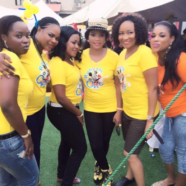 Nollywood actresses, Doris Simeon, Regina Chukwu, Dayo Amusa and Iyabo Ojo over the weekend, partied at the residence of fellow actress, Liz Da Silva whose son, Raheem turned 1.