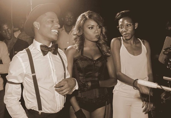 Wizkid and Saeon at video shoot for Boogie down Photo: Filed