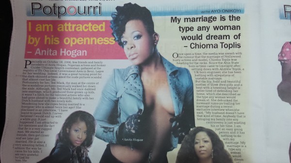 Vanguard Newspaper mistakes Moet Abebe for Anita Hoganjpg
