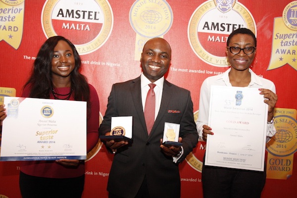 Assistant Brand Manager, Amstel Malta, Phoebe Larry- Izamoje_ Marketing Manager Non-Alcoholic Sampson Oloche and Brand Manager, Amstel Malta, Hannatu Ageni-Yusuf