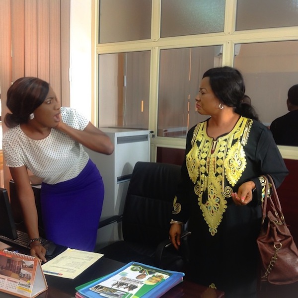 Chika Ike on set with Ngozi Ezeonu. Photo: Instagram
