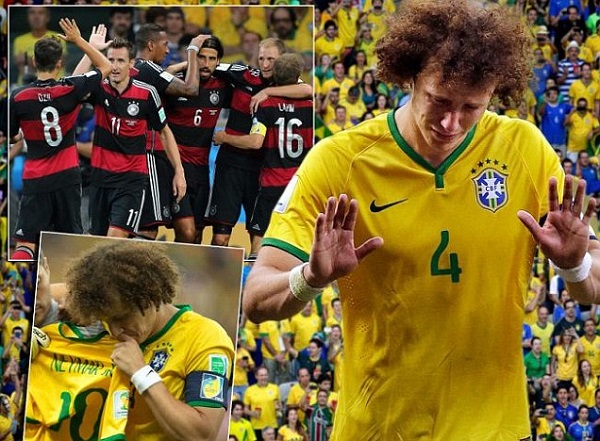 David Luiz couldn't hide his tears after the humiliation from the Germans. Photo: Daily Mail