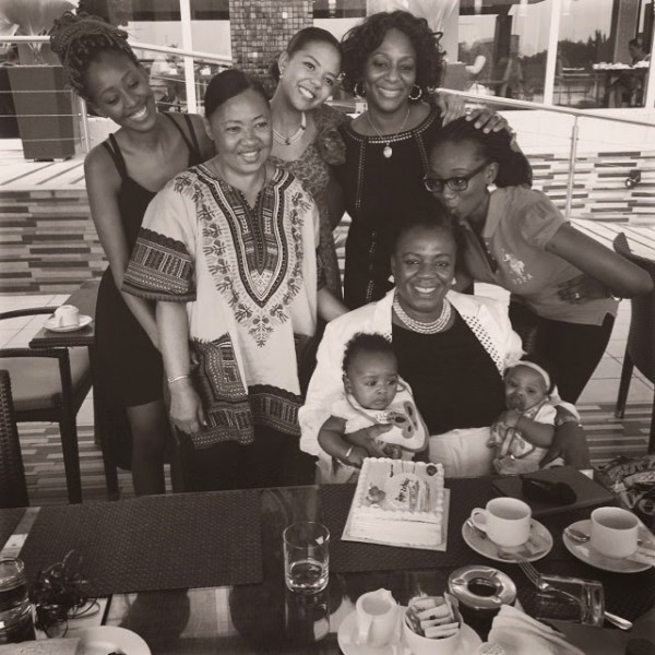 Adama Indimi took a family photos with D'banj's mother at her 61st birthday. Photo: Instagram