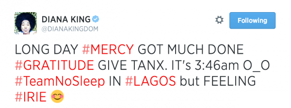 Diana King tweet