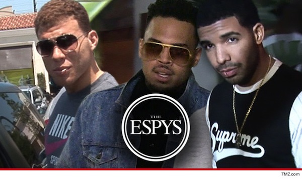 L-R: Griffin Blake, Chris Brown, Drake. Photo: TMZ
