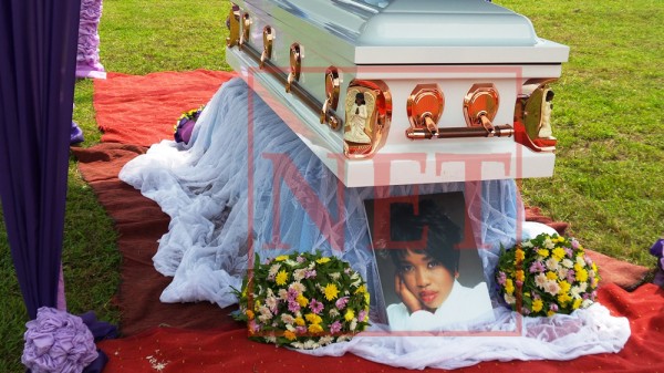 Kefee's body was placed in a white coffin at the Akpevweoghene Educational Centre, Okpara Inland