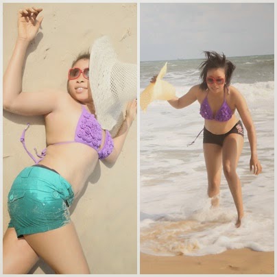 Liz Anjorin at the beach