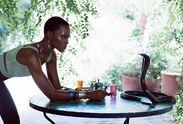 Lupita Nyong' O shoot with the cobra snake for Vogue Magazine. Photo: Nairobi Wire