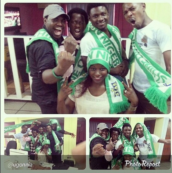 Nigerian fans celebrate at the World Cup
