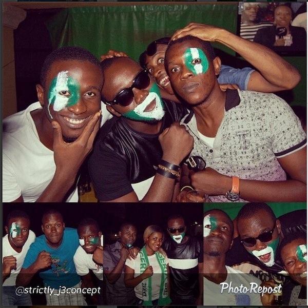 Nigerian fans celebrate at the World Cup