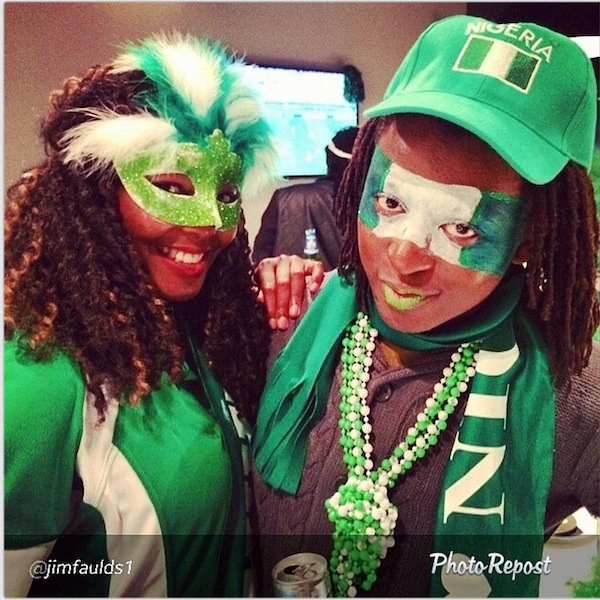 Nigerian fans celebrate at the World Cup