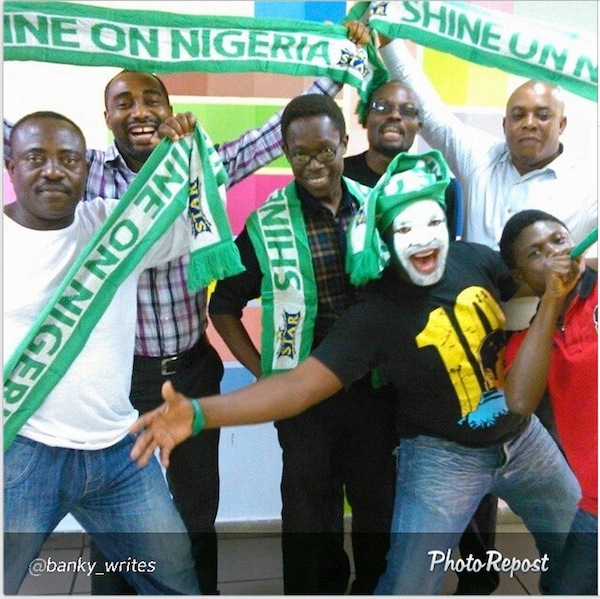 Nigerian fans celebrate at the World Cup