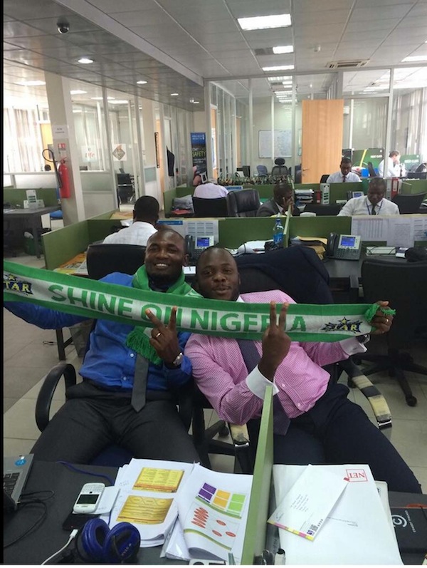 Nigerian fans celebrate at the World Cup