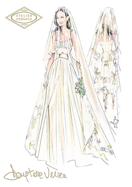 Angelina Jolie wedding dress sketch
