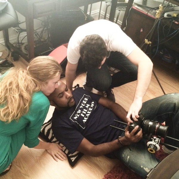 Banky W on the set of his new movie