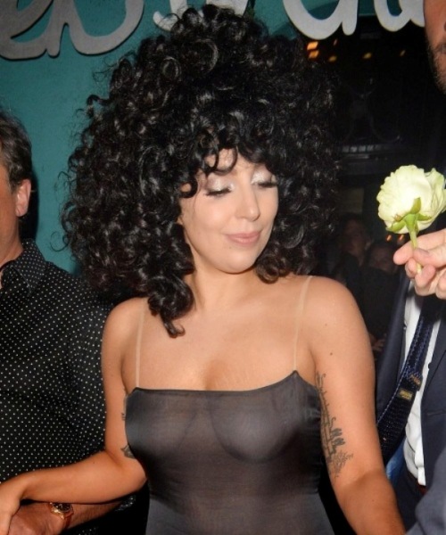 Lady Gaga in sheer dress