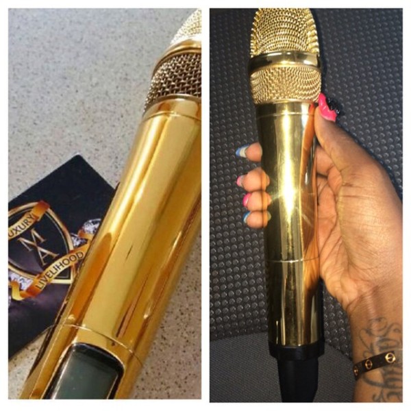 Tiwa Savage acquires gold plated microphones