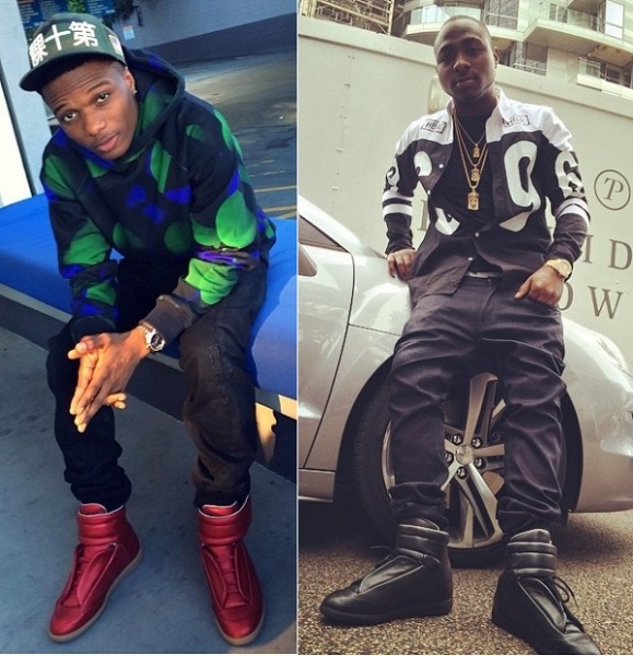 Wizzy and Davido wear same pair of shoes Photo: Instagram
