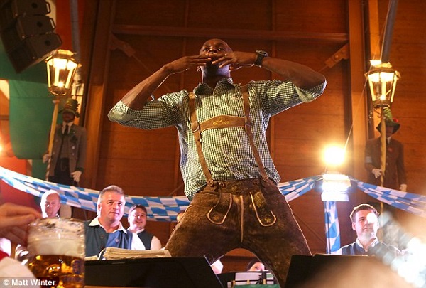 Always the entertainer, Bolt blew kisses to his admirers as he took centre stage during the event