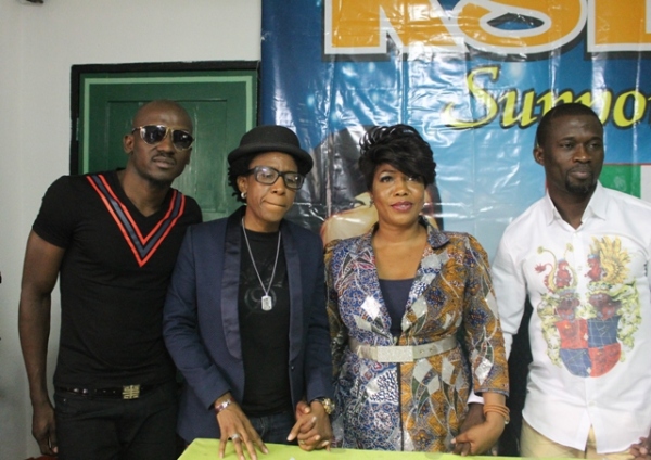 L-R. Kennis Music star, Joe El_ female rapper, Weird MC, KSB and Fuji music sensation, Malaika