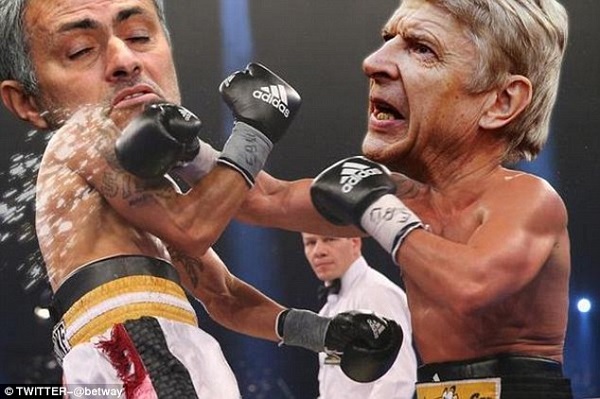 Mourinho and Wenger are trading blows here as Chelsea and Arsenal battled against each other on the pitch