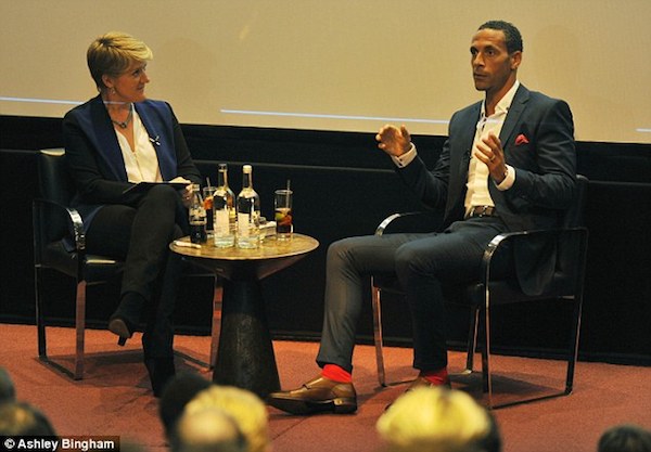 Rio Ferdinand speaks at the launch of his autobiography in London's West End