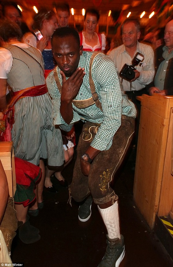 Usain Bolt returned to Munich on Friday evening to take part in Oktoberfest for a second year