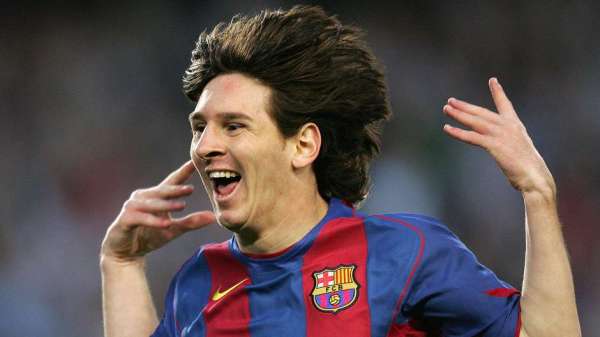 Messi scores his first ever goal for Barcelona with a beautiful lob against Albacete (May 1, 2005)