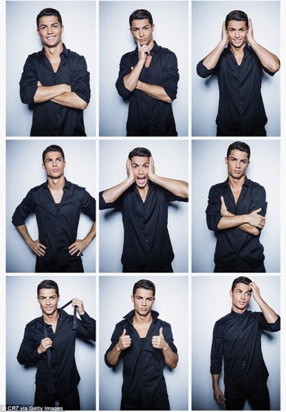 Portugal's captain poses in one of his new shirts, designed by American Richard Chai