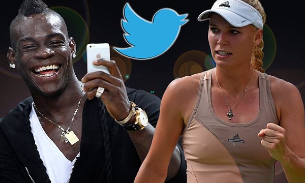 Mario Balotelli and Caroline Wozniacki have been the King and Queen of Twitter 2014. Photo: Daily Mail