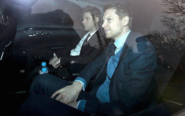 Burberry CEO Christopher Bailey (left) and his partner English actor Simon Woods