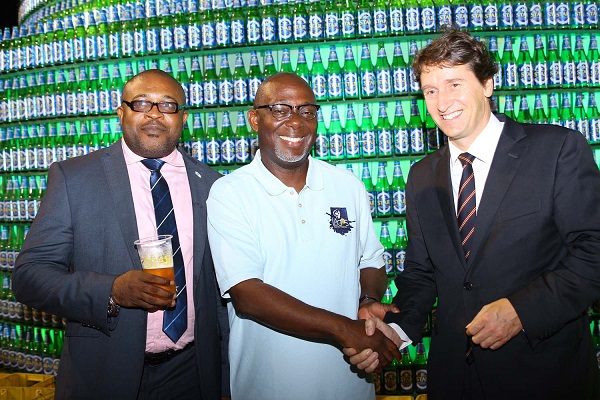 Corporate Affairs Adviser Kufre Ekanem, MD LASAA George Noah, Marketing Director NB PLC Walter Drenth at the Star Bottle Tree Unveiling