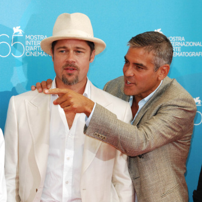 Brad Pitt and George Clooney at the Venice film festival 2008