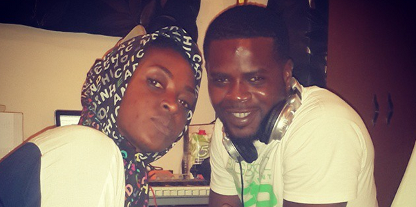 (Kate Henshaw recording a song in the studio with JJC)