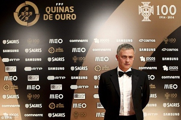 Chelsea boss Mourinho was suited and booted at the Quinas de Ouro gala on Wednesday evening