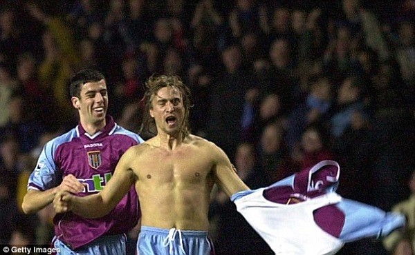 DAVID GINOLA celebrated his shirtless goal for Aston Villa agaisnt Manchester City in 2010 Premier League