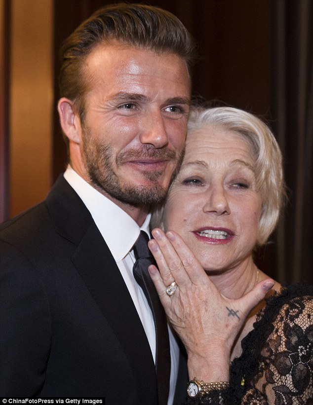 Dame Helen Mirren and David Beckham