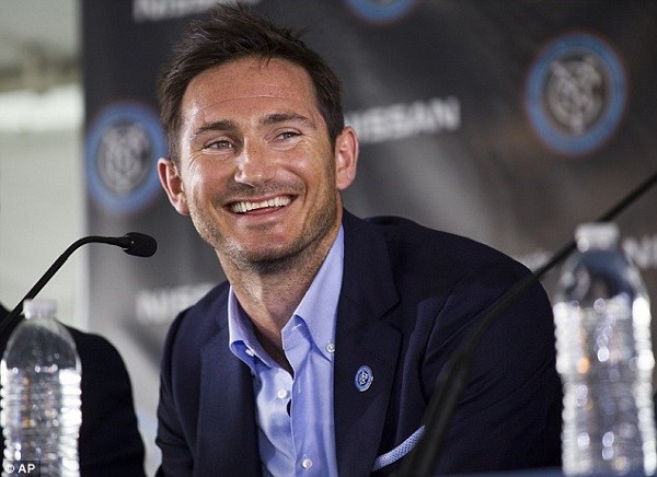 Lampard smiles during his press conference after it was announced he would be joining the MLS club