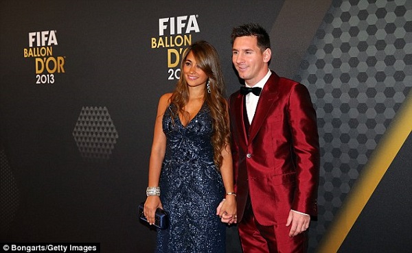 Messi and girlfriend Antonella Roccuzzo attend the FIFA Ballon d'Or awards in January 2014