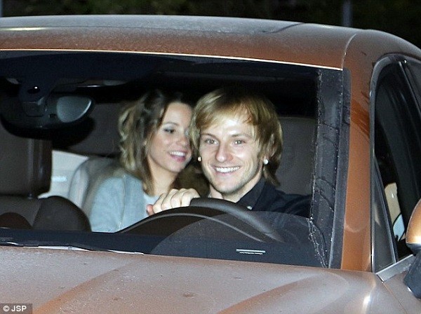 Midfielder Ivan Rakitic was all smiles as he arrived at the birthday bash on Thursday night
