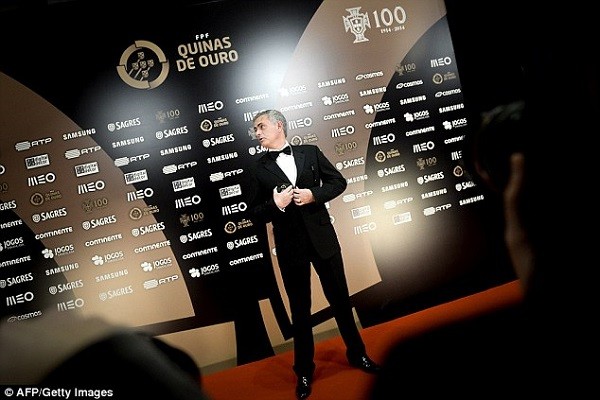 Mourinho wore an all black suit for the awards ceremony where he was named Portugal's coach of the century